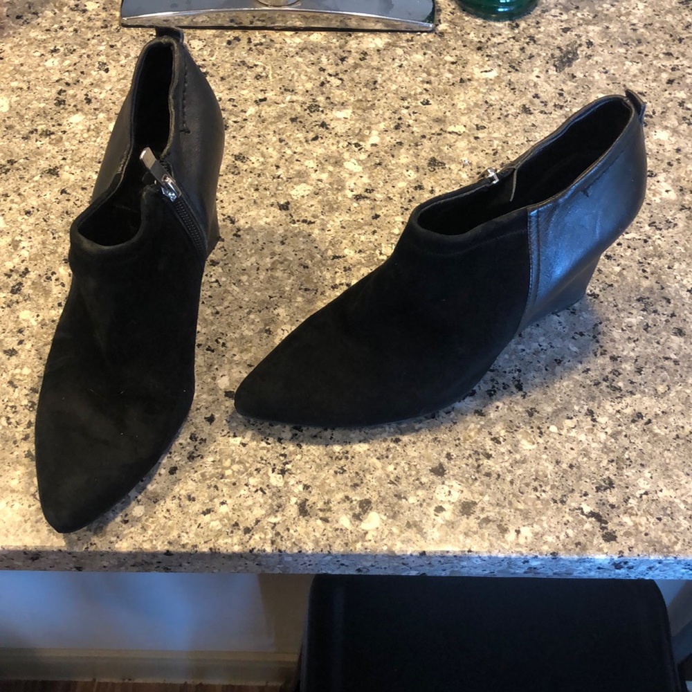 Black wedge booties